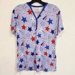 Little Sleepies Patriotic Star Print Bamboo Pajama Top Women’s Size Small